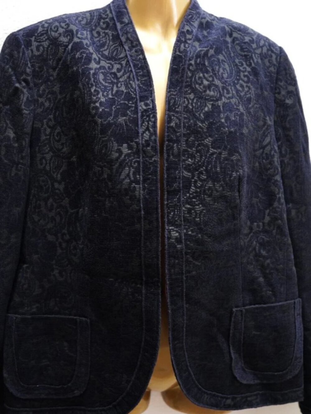 Coldwater Creek Chanille Jacquard Open Front Textured Jacket size M